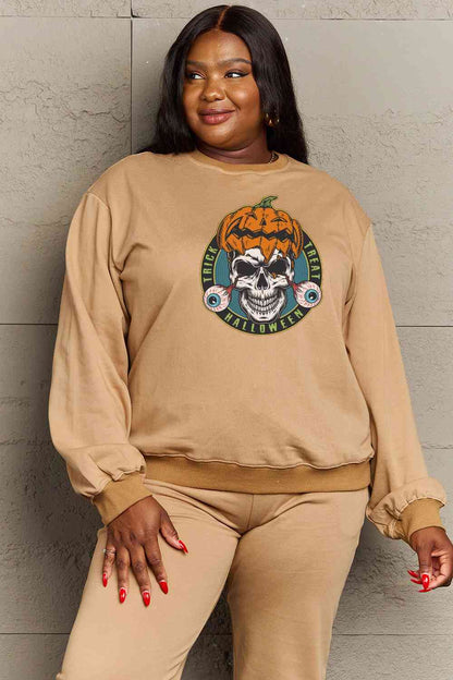Full Size Skull Graphic Sweatshirt