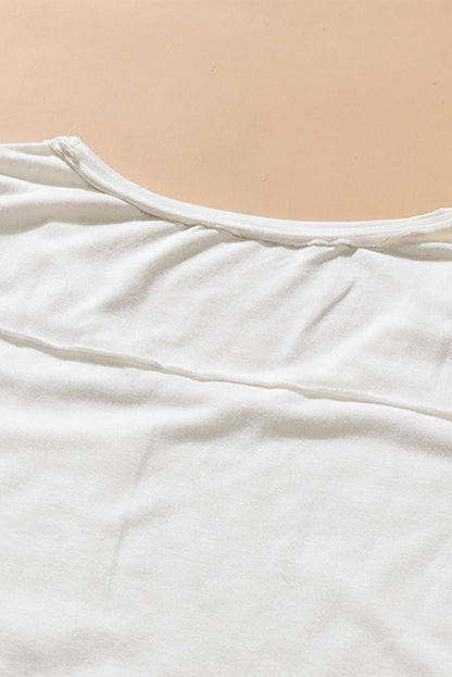Chest Pocket V-Neck Curved Hem Top