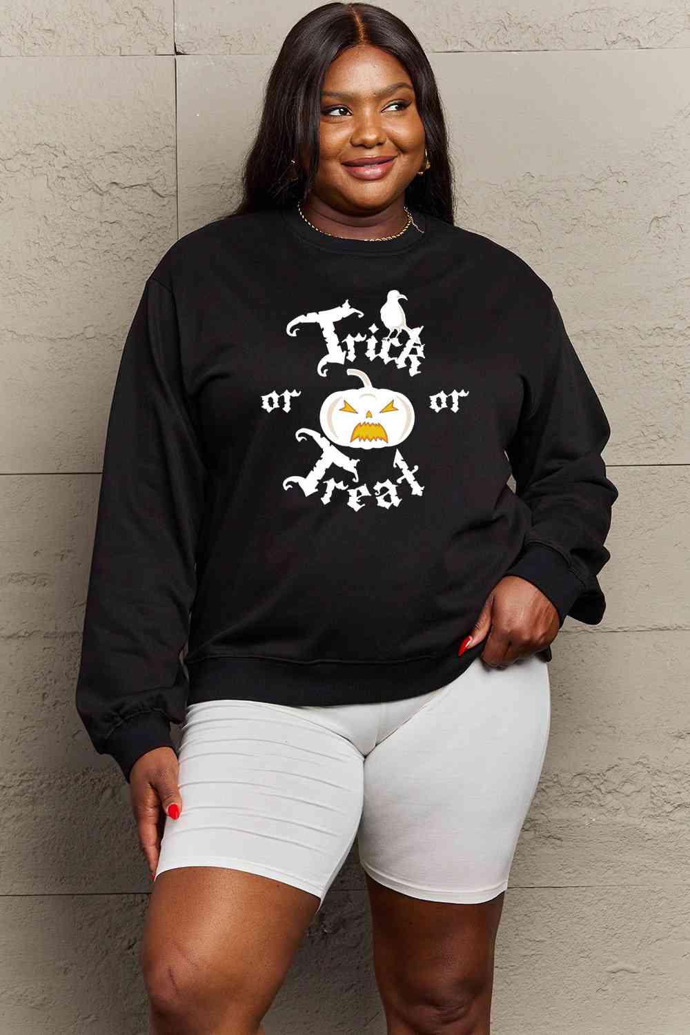 Full Size TRICK OR TREAT Graphic Sweatshirt
