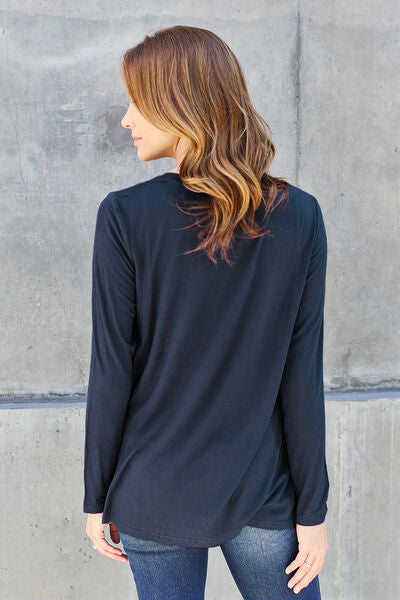 Full Size V-Neck Long Sleeve Top
