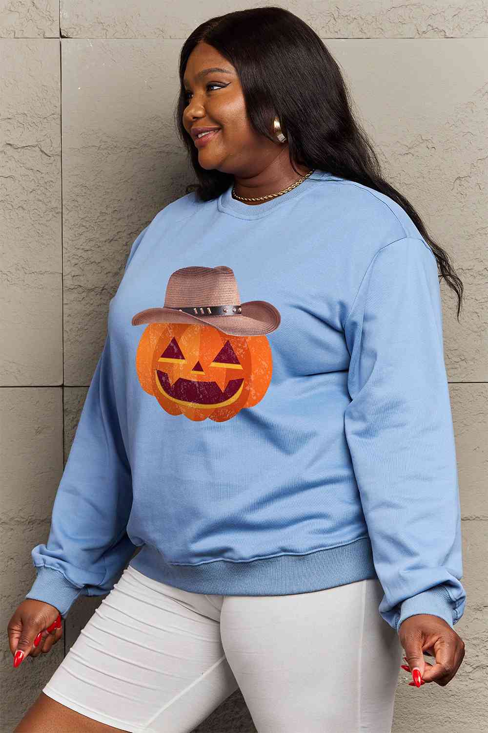 Full Size Graphic Dropped Shoulder Sweatshirt