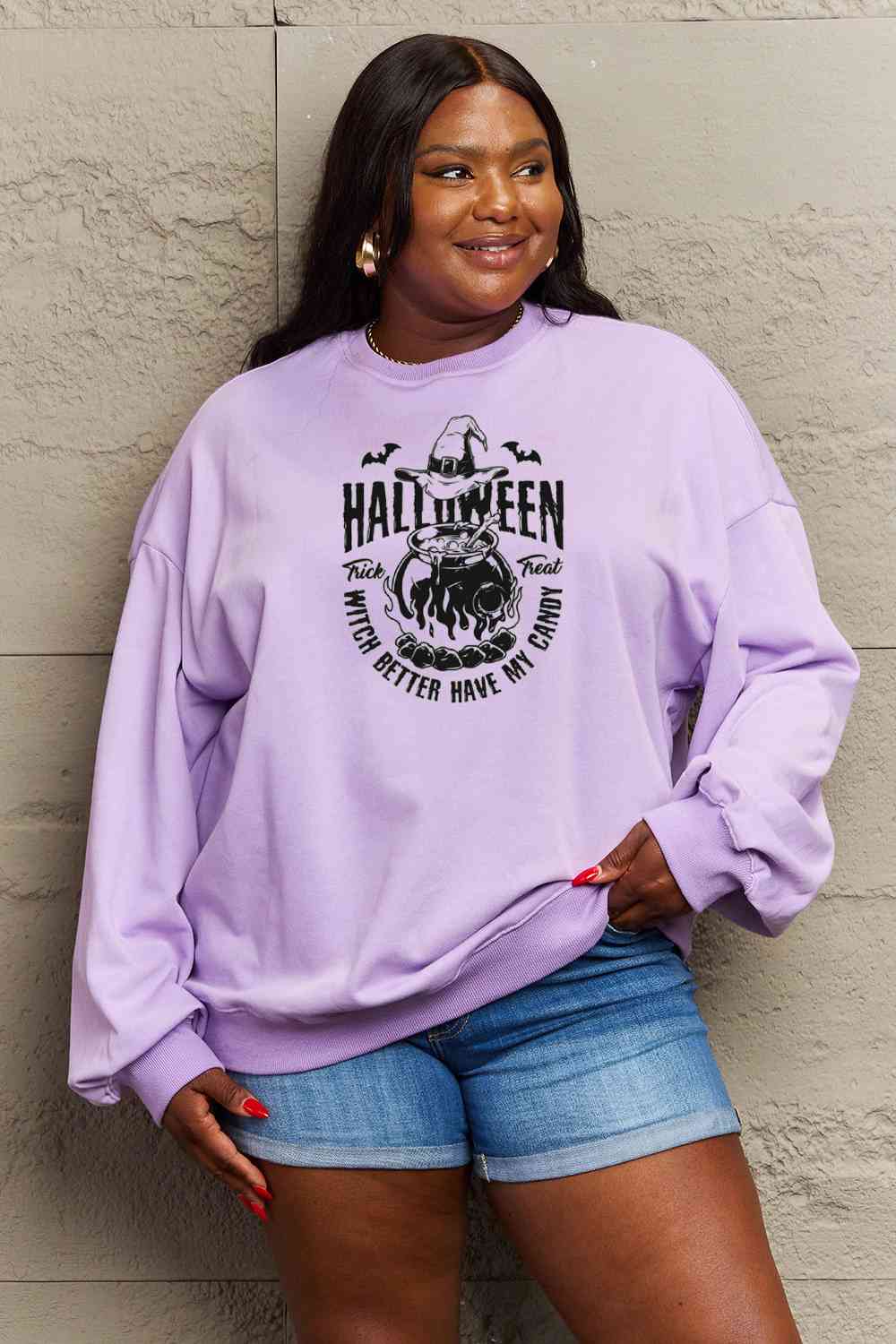 Full Size Graphic Round Neck Sweatshirt
