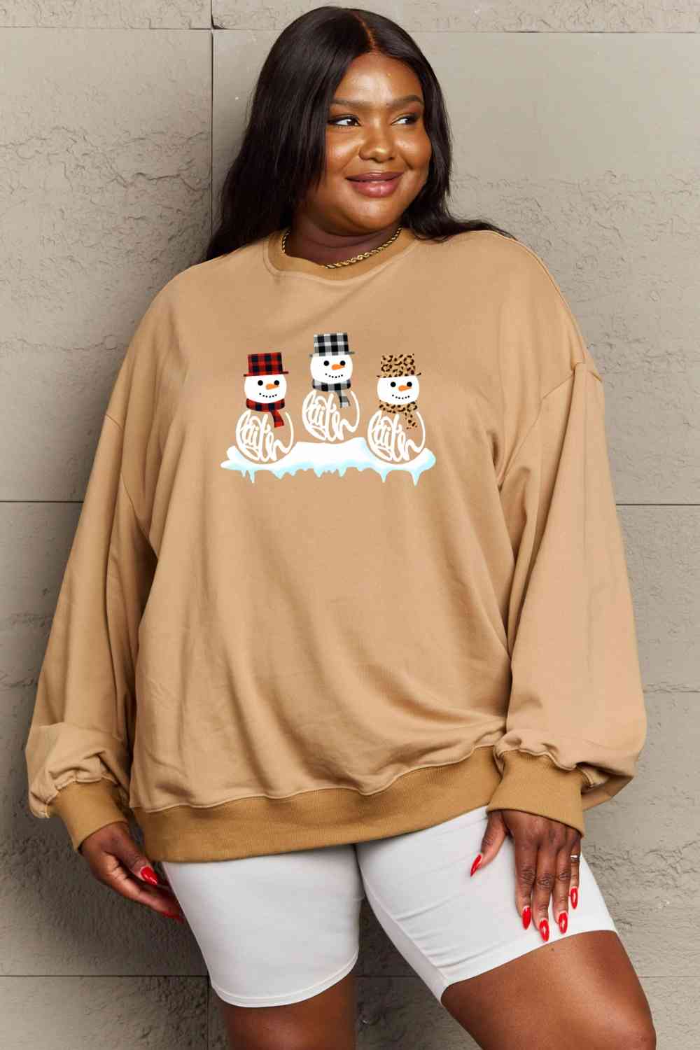 Full Size Snowmen Graphic Sweatshirt