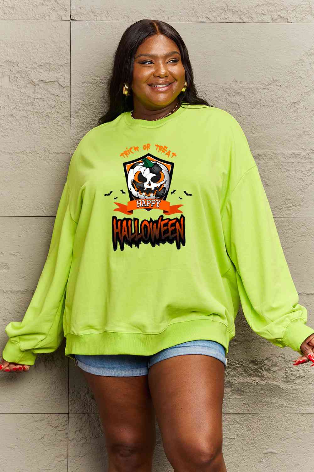 Full Size TRICK OR TREAT HAPPY HALLOWEEN Graphic Sweatshirt