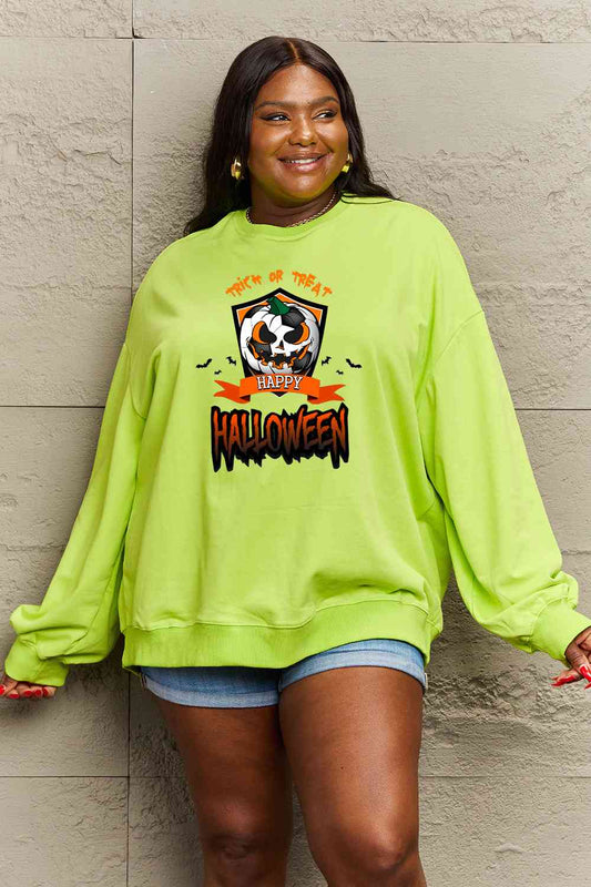 Full Size TRICK OR TREAT HAPPY HALLOWEEN Graphic Sweatshirt