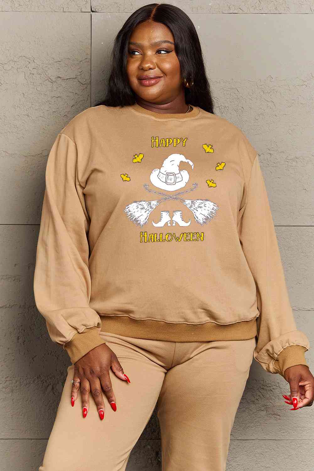 Full Size HAPPY HALLOWEEN Graphic Sweatshirt