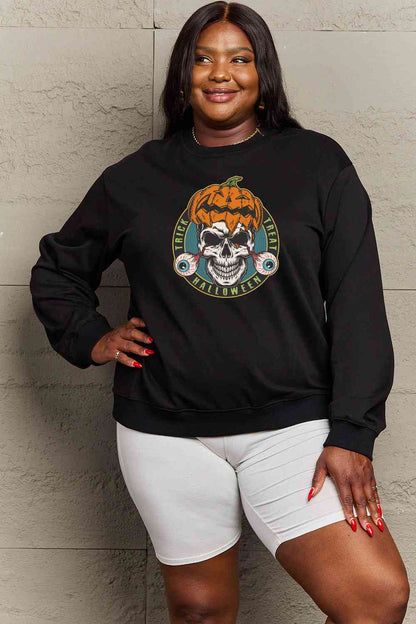 Full Size Skull Graphic Sweatshirt