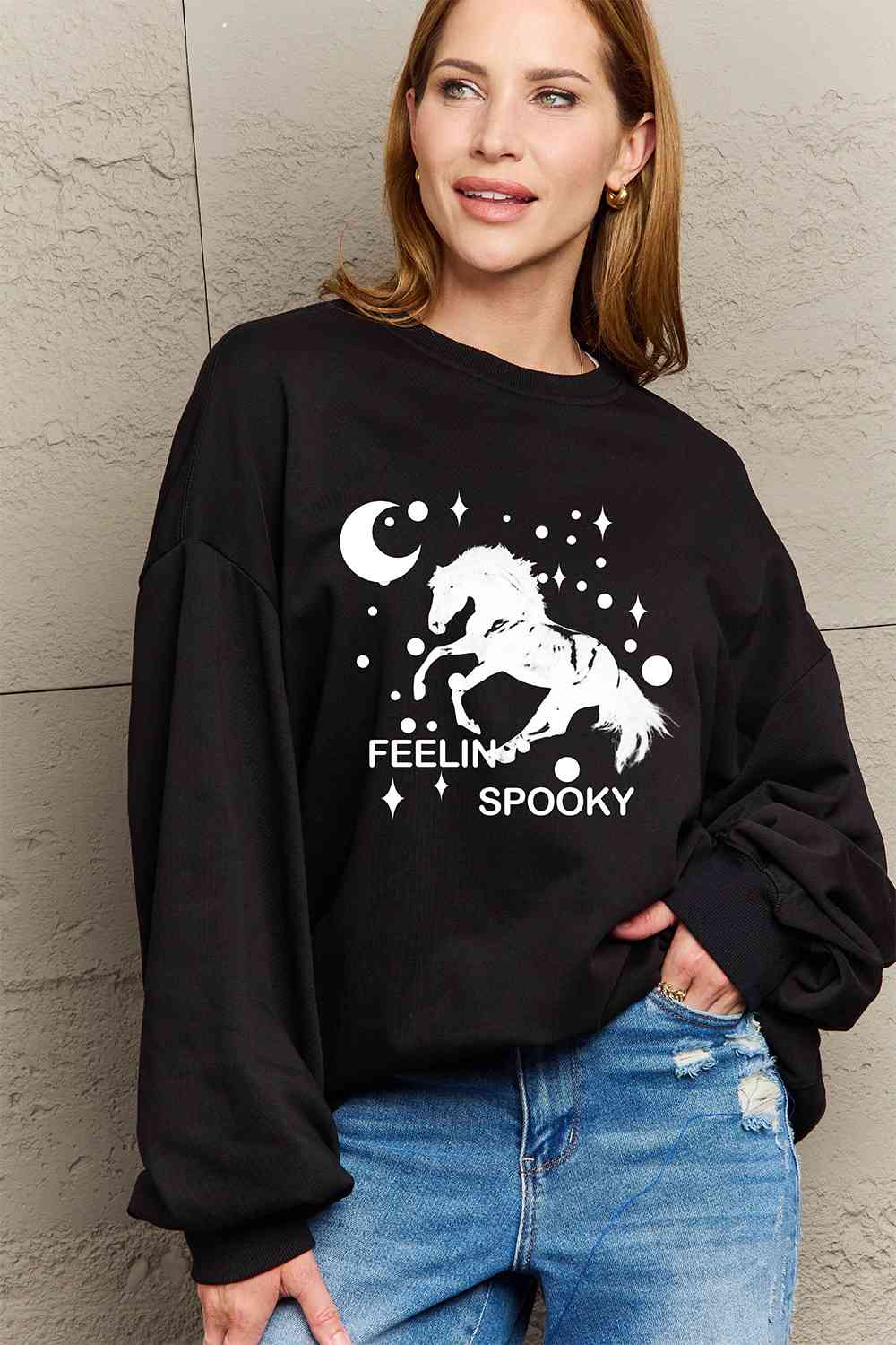 Full Size Graphic Drop Shoulder Sweatshirt