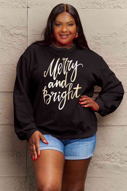 Full Size MERRY AND BRIGHT Graphic Sweatshirt