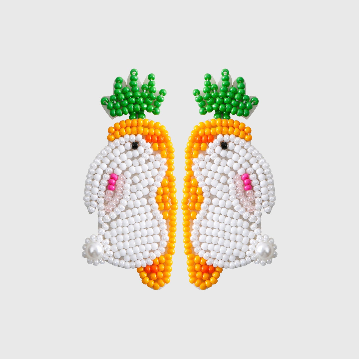 Stainless Steel Beaded Rabbit Earrings