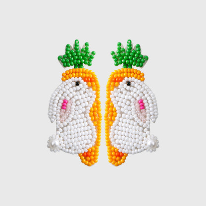 Stainless Steel Beaded Rabbit Earrings