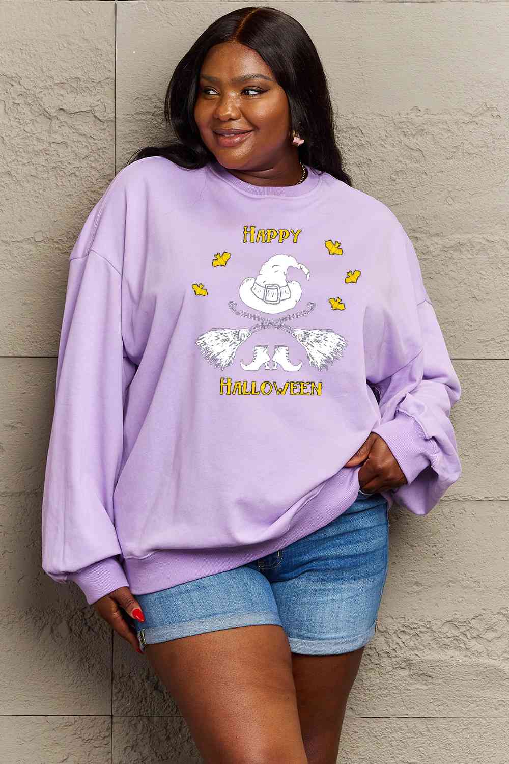 Full Size HAPPY HALLOWEEN Graphic Sweatshirt