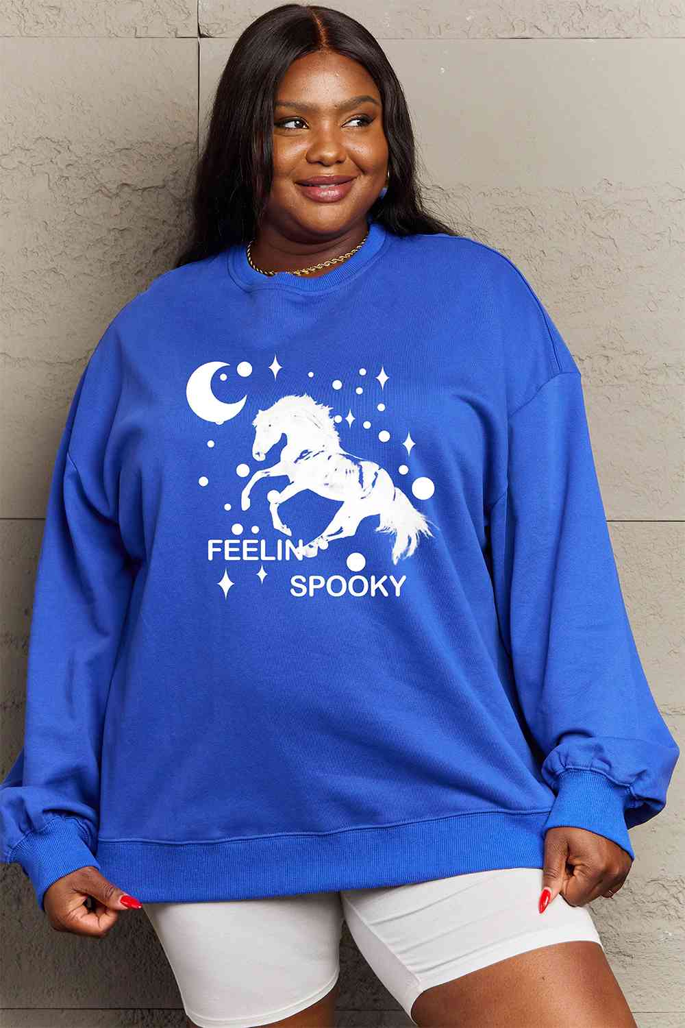 Full Size Graphic Drop Shoulder Sweatshirt