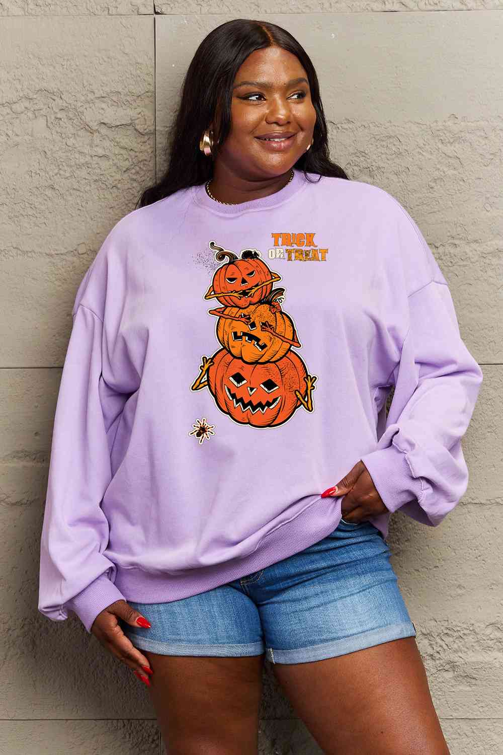 Full Size TRICK OR TREAT Graphic Sweatshirt