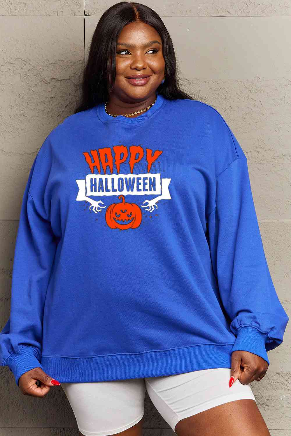 Full Size HAPPY HALLOWEEN Graphic Sweatshirt