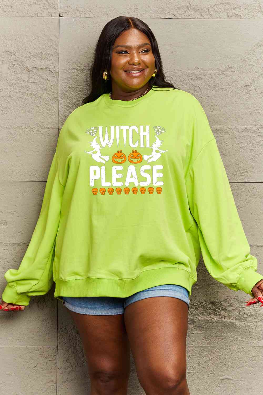 Full Size WITCH PLEASE Graphic Sweatshirt