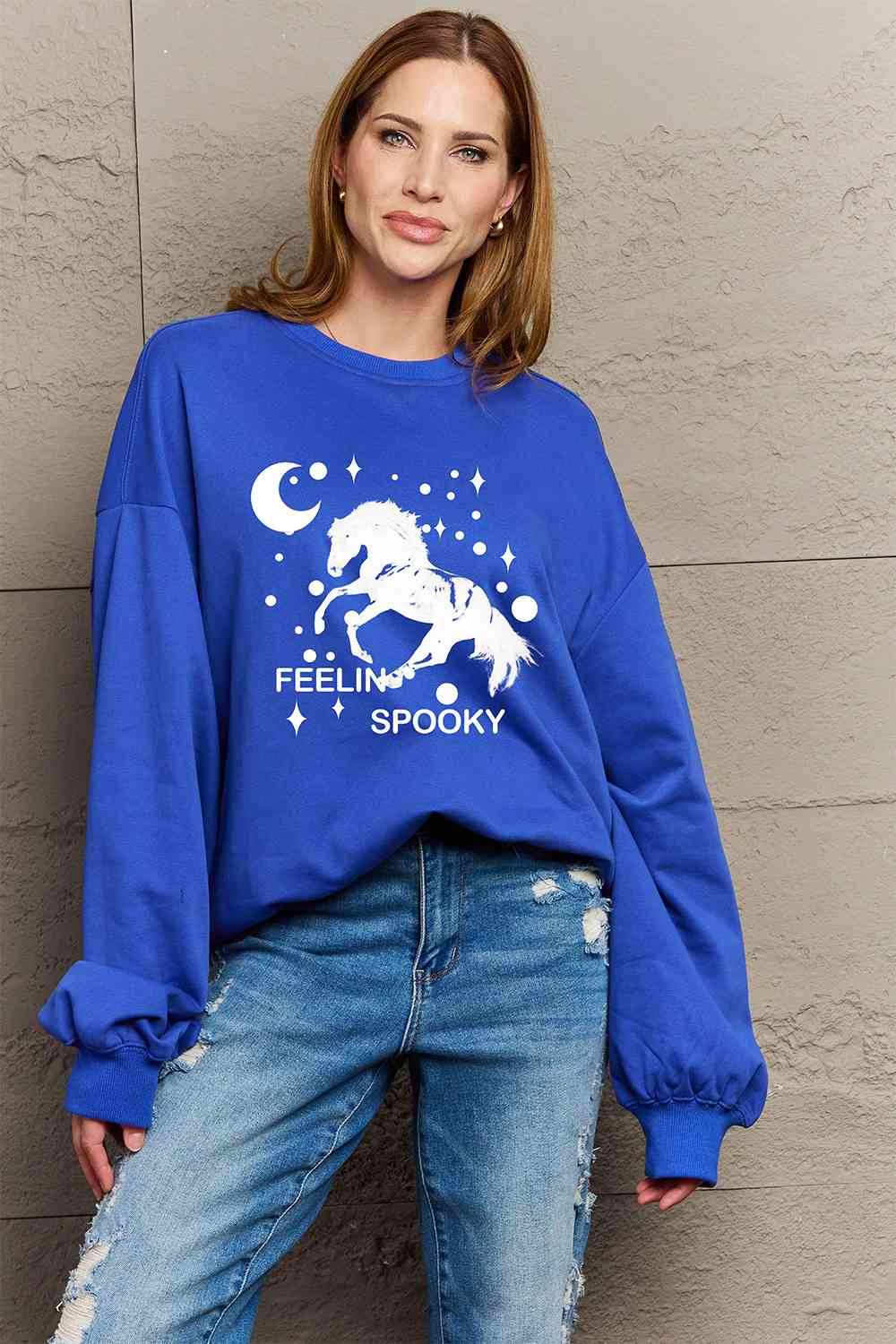 Full Size Graphic Drop Shoulder Sweatshirt