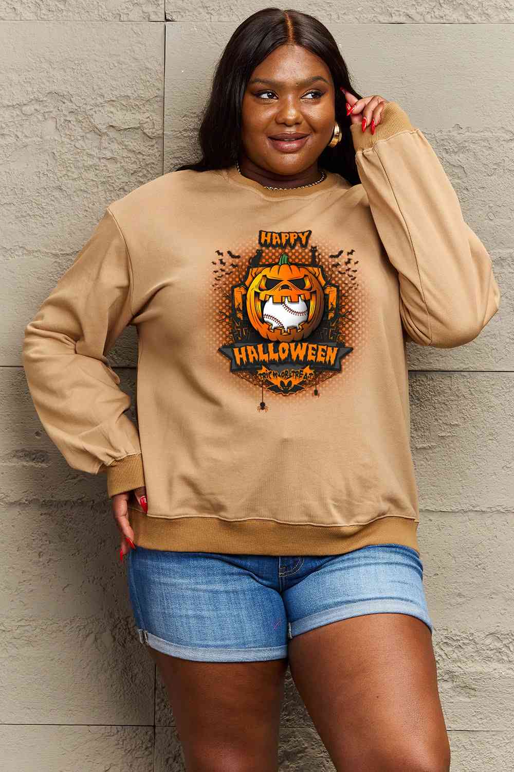 Full Size HAPPY HALLOWEEN Graphic Sweatshirt