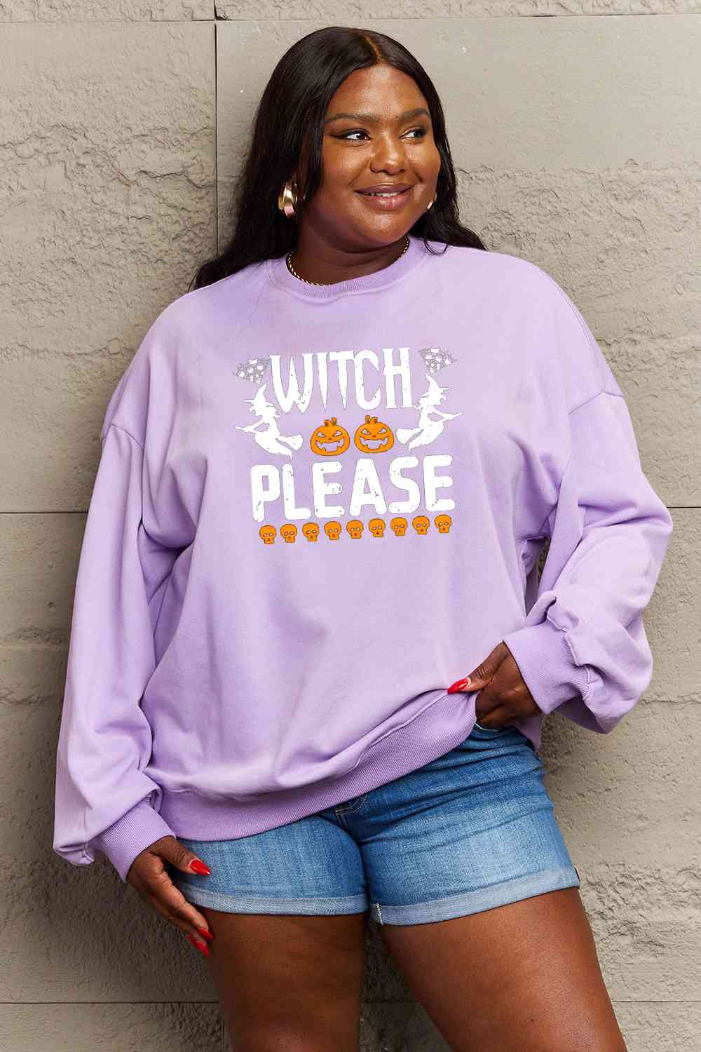 Full Size WITCH PLEASE Graphic Sweatshirt