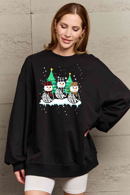 Full Size Graphic Round Neck Sweatshirt