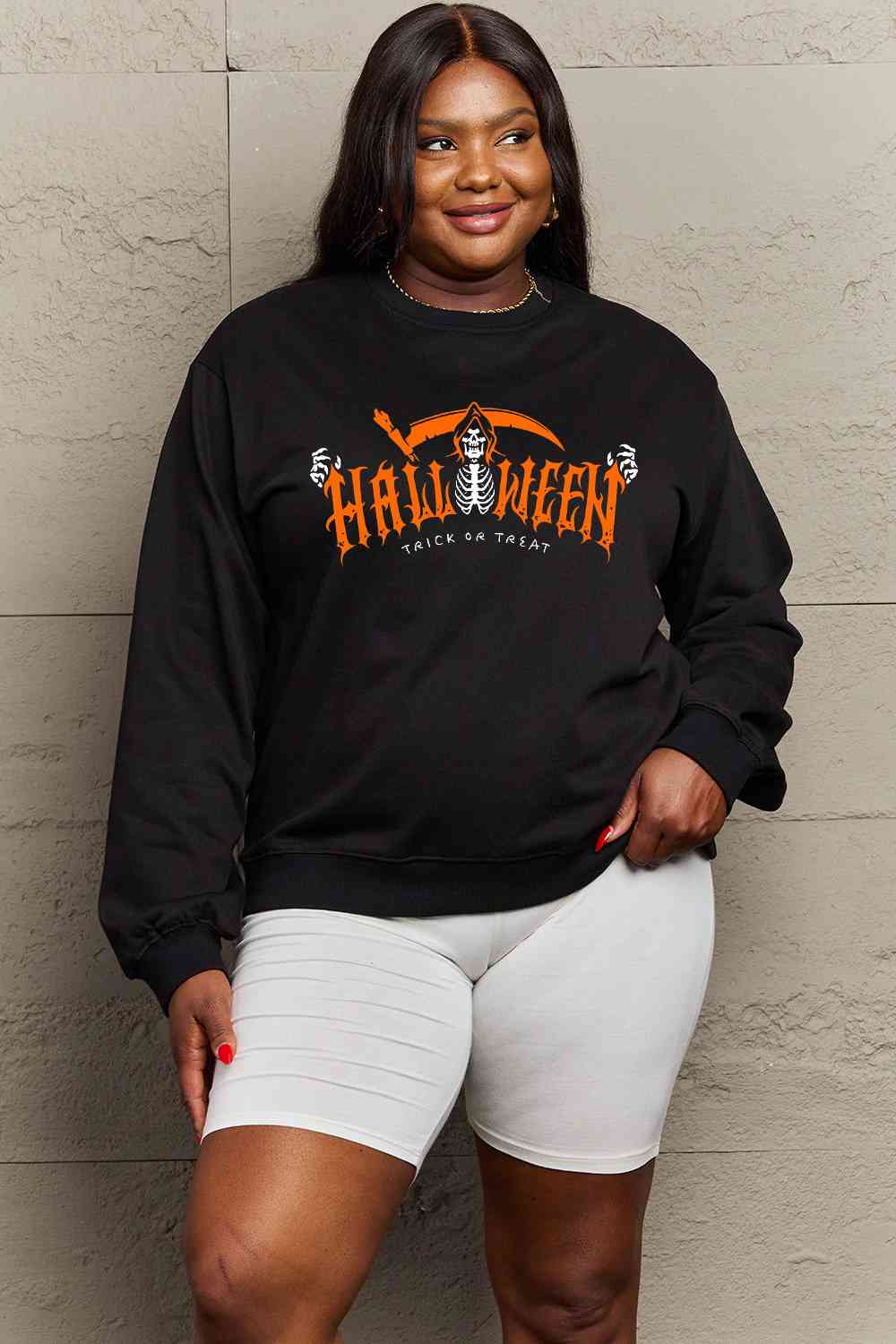 Full Size HALLOWEEN TRICK OR TREAT Graphic Sweatshirt