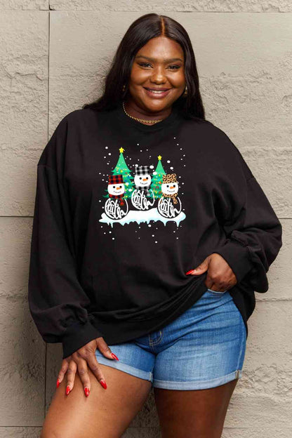 Full Size Graphic Round Neck Sweatshirt