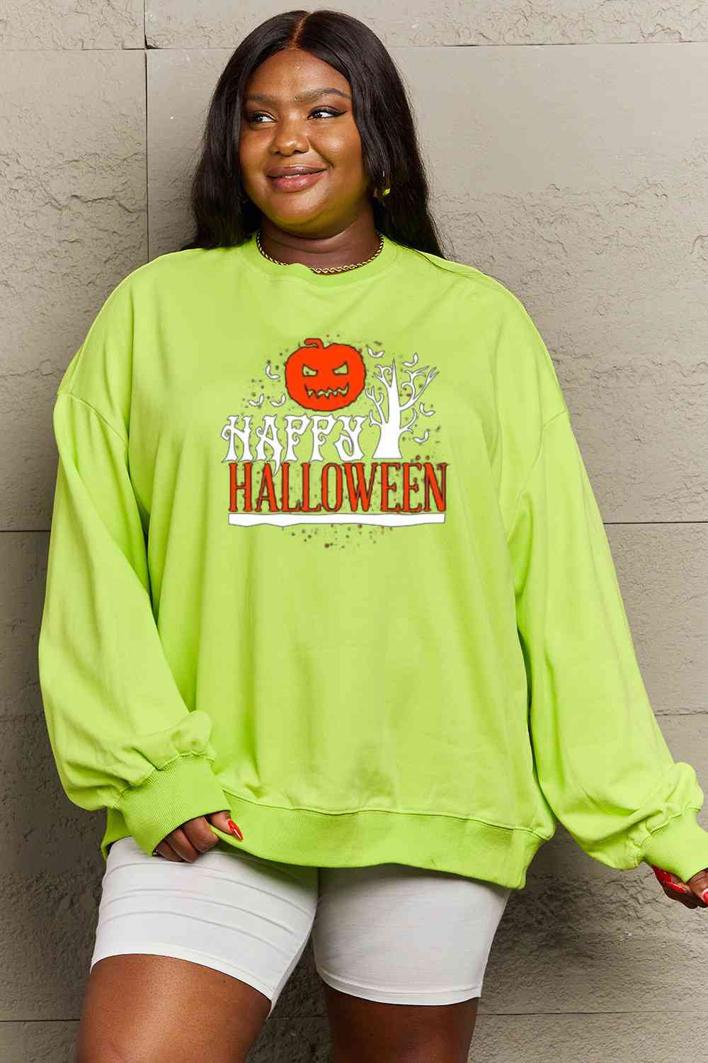 Full Size HAPPY HALLOWEEN Graphic Sweatshirt