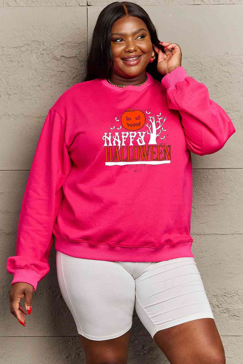 Full Size HAPPY HALLOWEEN Graphic Sweatshirt