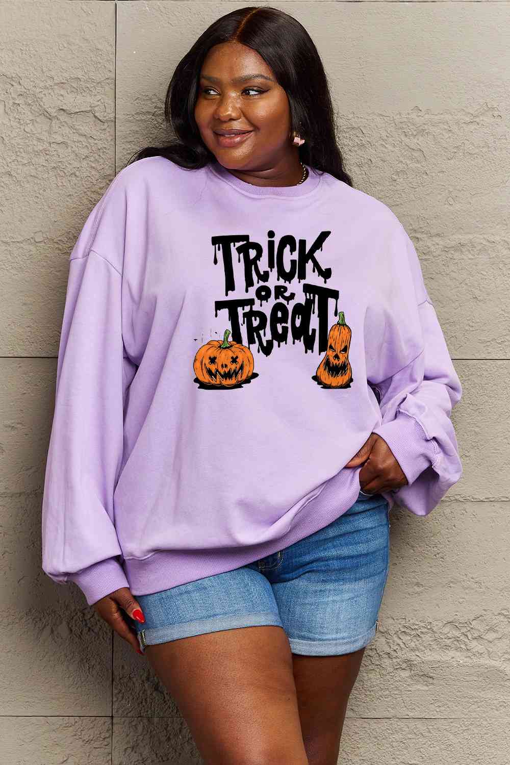 Full Size TRICK OR TREAT Graphic Sweatshirt