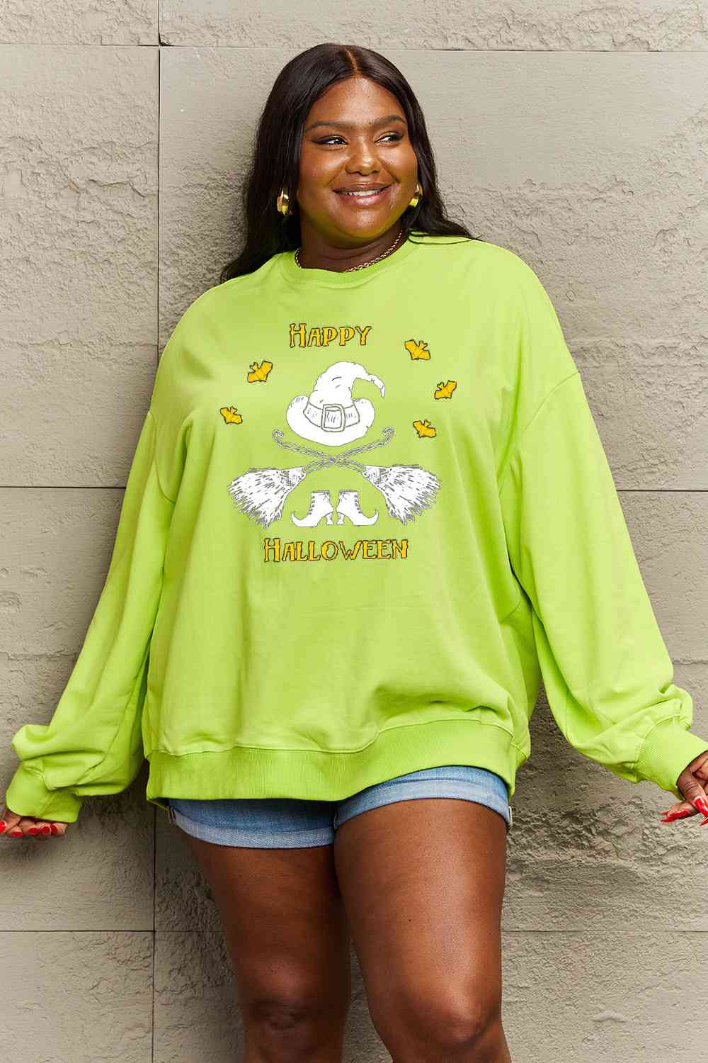 Full Size HAPPY HALLOWEEN Graphic Sweatshirt