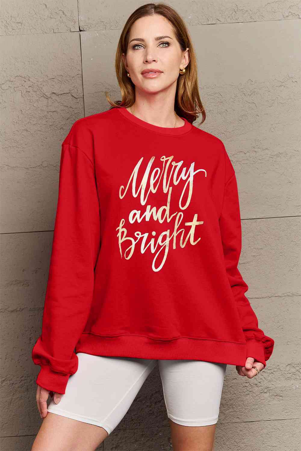 Full Size MERRY AND BRIGHT Graphic Sweatshirt