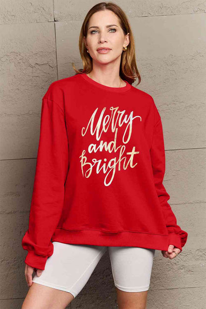 Full Size MERRY AND BRIGHT Graphic Sweatshirt