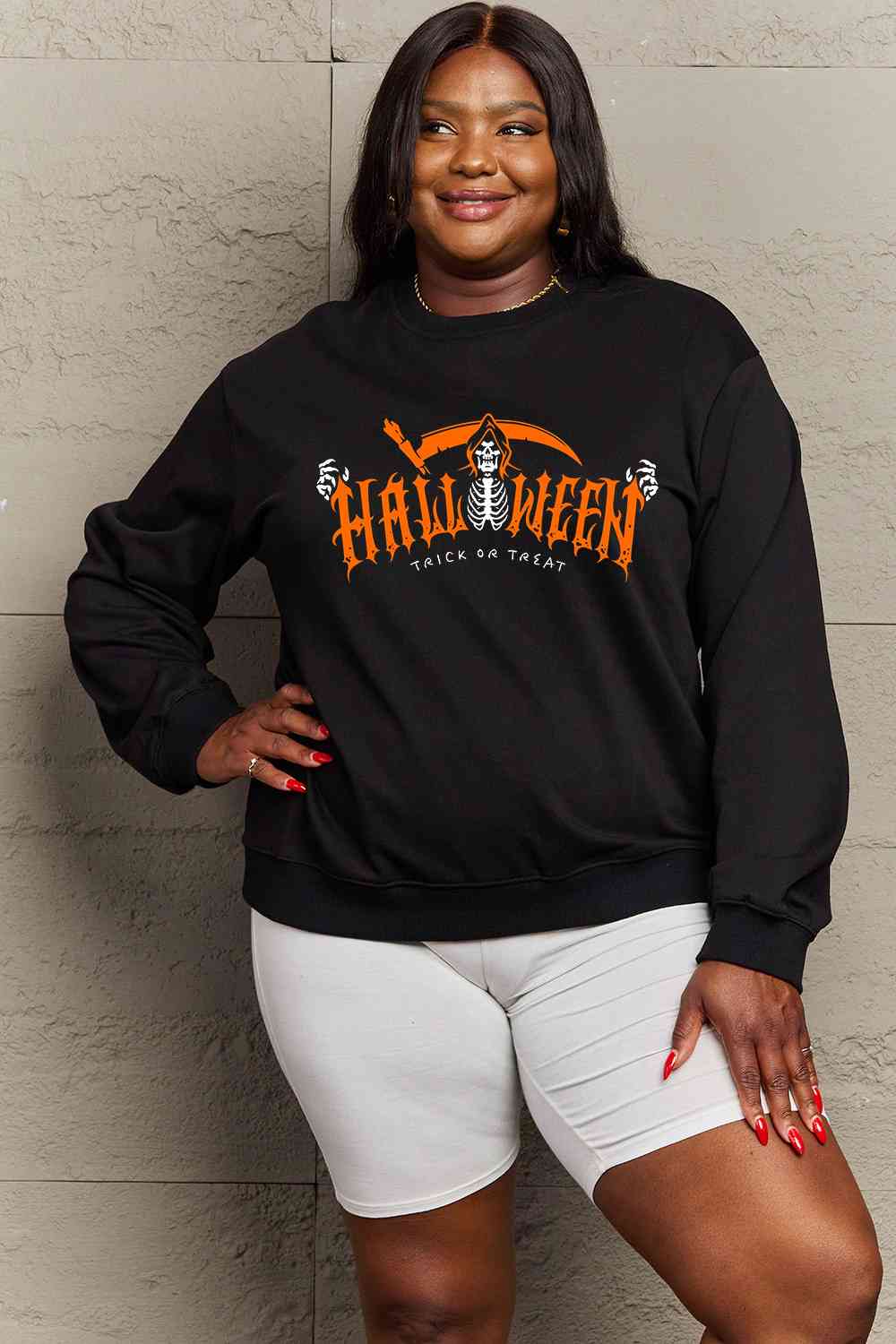 Full Size HALLOWEEN TRICK OR TREAT Graphic Sweatshirt