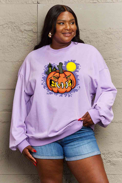 Full Size Graphic Round Neck Sweatshirt