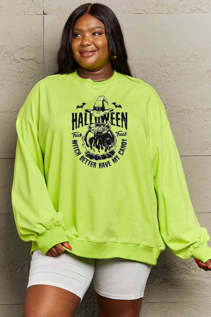 Full Size Graphic Round Neck Sweatshirt