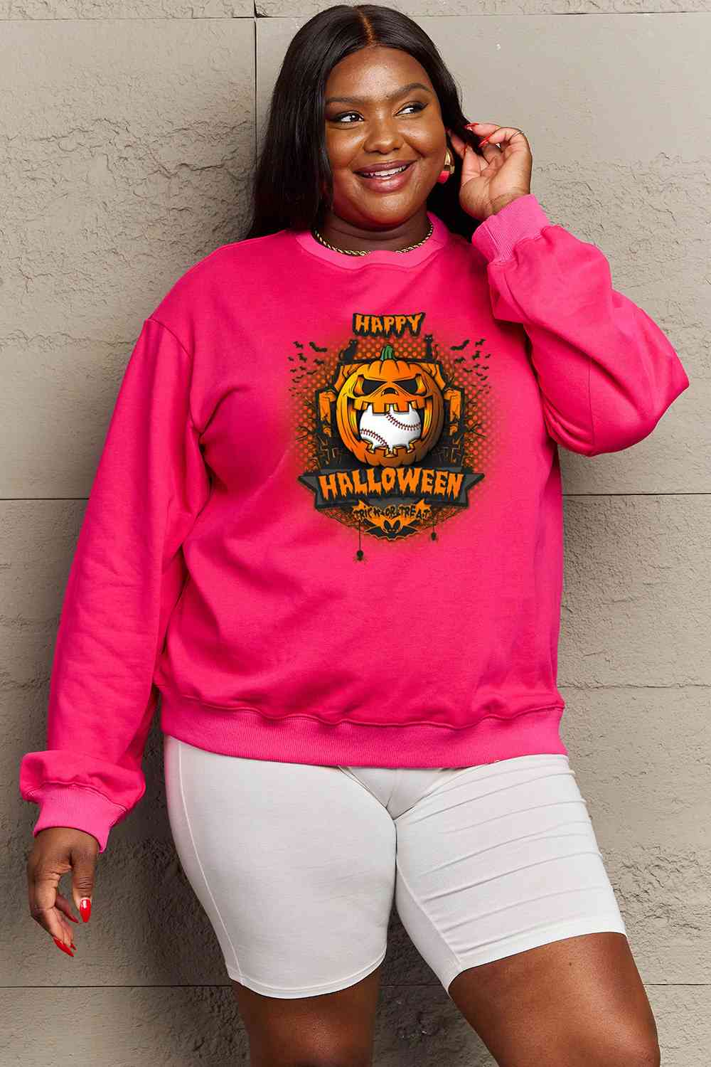 Full Size HAPPY HALLOWEEN Graphic Sweatshirt