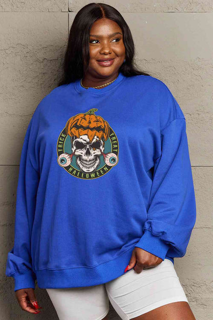 Full Size Skull Graphic Sweatshirt