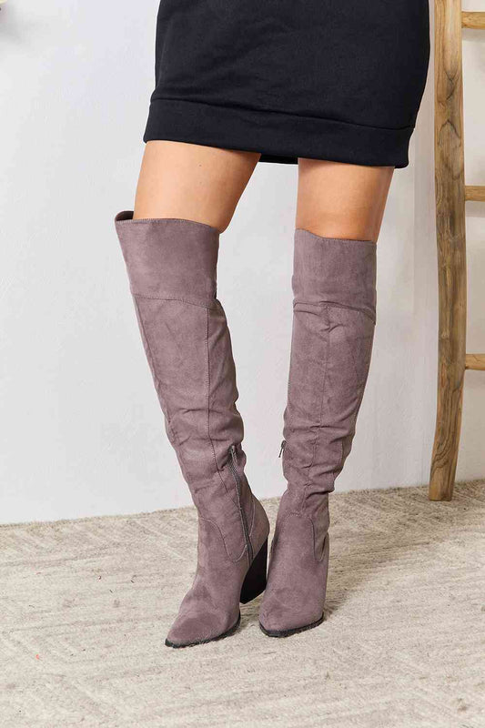 Block Heel Knee High Boots