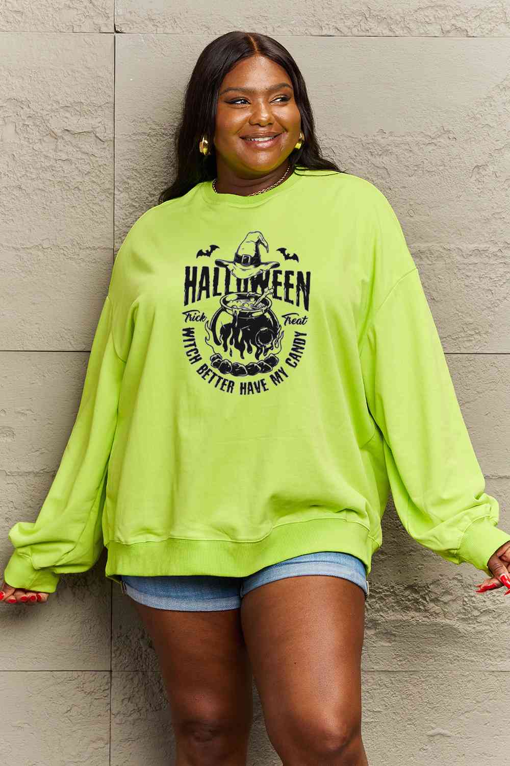 Full Size Graphic Round Neck Sweatshirt