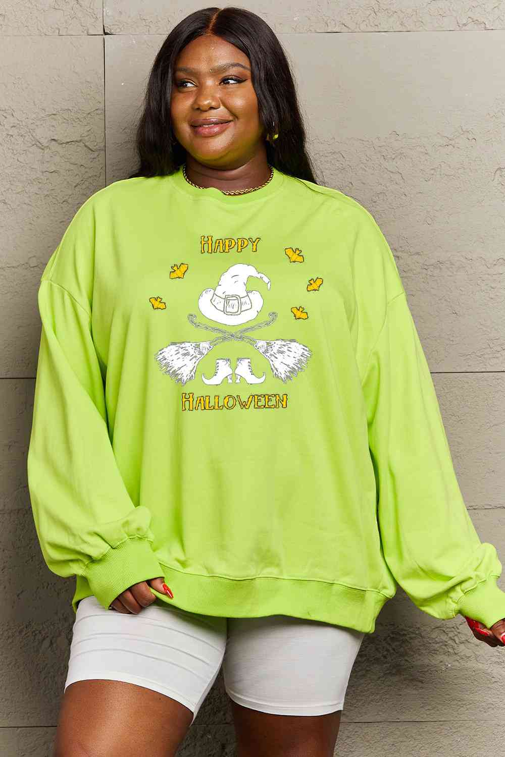Full Size HAPPY HALLOWEEN Graphic Sweatshirt