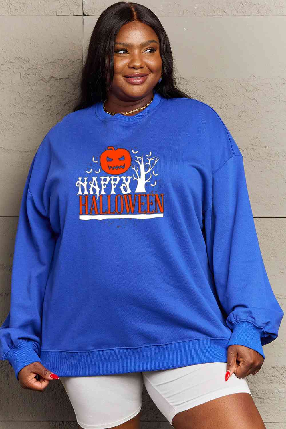 Full Size HAPPY HALLOWEEN Graphic Sweatshirt
