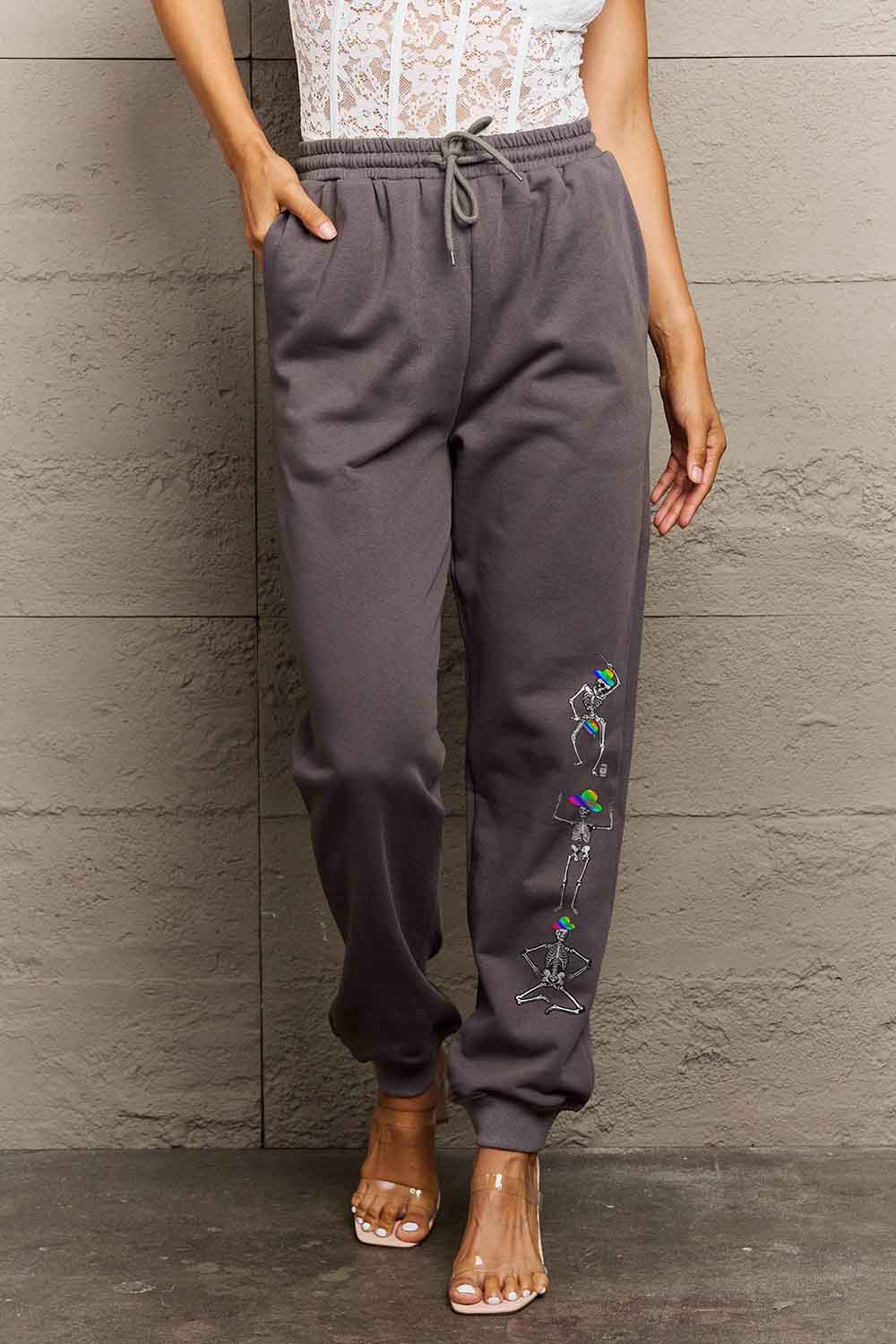 Full Size SKELETON Graphic Sweatpants