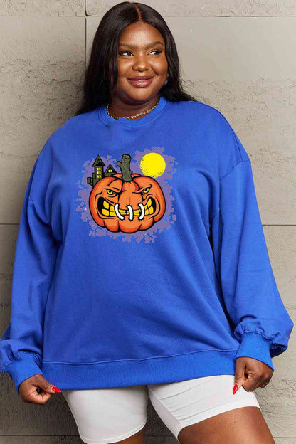 Full Size Graphic Round Neck Sweatshirt