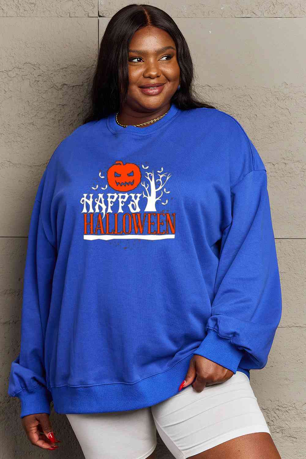 Full Size HAPPY HALLOWEEN Graphic Sweatshirt