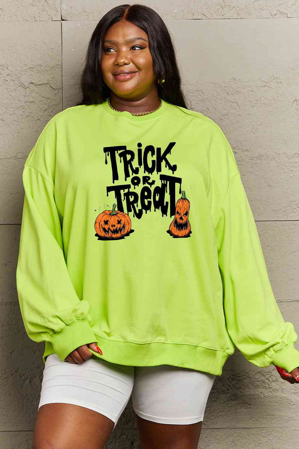 Full Size TRICK OR TREAT Graphic Sweatshirt