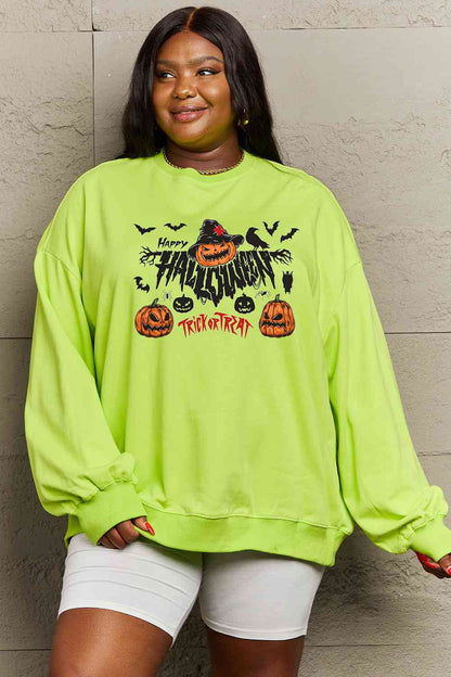 Full Size HAPPY HALLOWEEN TRICK OR TREAT Graphic Sweatshirt