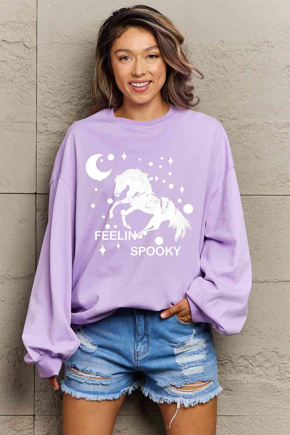 Full Size Graphic Drop Shoulder Sweatshirt