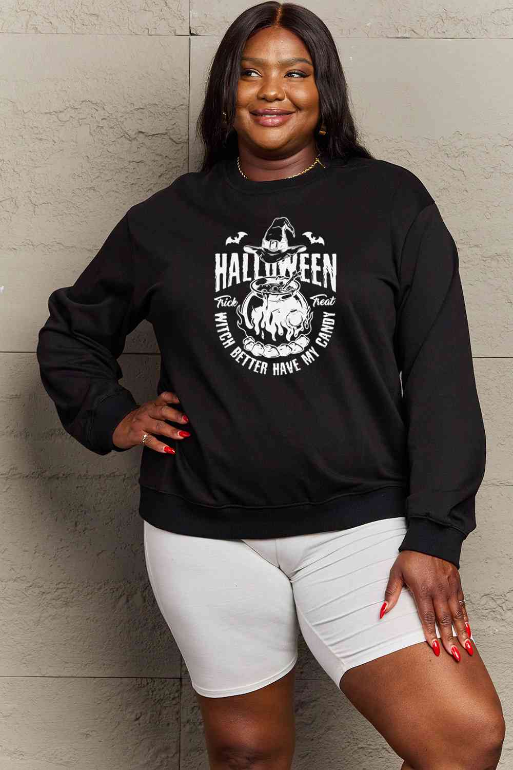 Full Size Graphic Round Neck Sweatshirt
