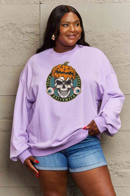 Full Size Skull Graphic Sweatshirt