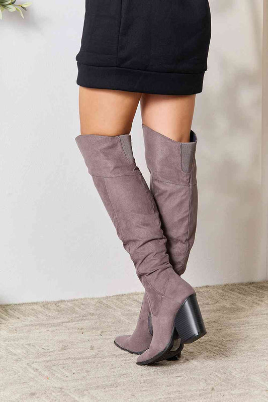 Block Heel Knee High Boots